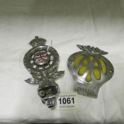 A vintage RAC badge and an AA badge