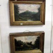 A pair of gilt framed Victorian oils on canvas being 'Haddon Hall' and 'Peak Castle' both signed
