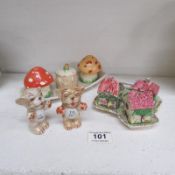 A Crown Devon mushroom cruet set and 2 others