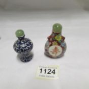 2 Chinese hand painted scent bottles