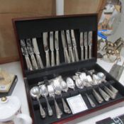A cased Osborne's silver plate canteen of cutlery