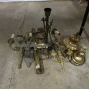 A mixed lot of old brass light fittings