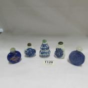 5 Chinese hand painted scent bottles
