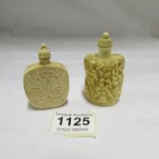 2 Chinese relief carved scent bottles