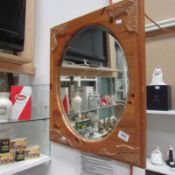 A wood framed mirror