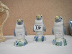 3 Wade penguin decanters, empty