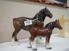 A Beswick horse and a Sylvac pony