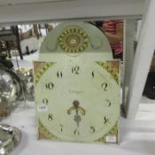 A Long case clock dial with movement, a/f