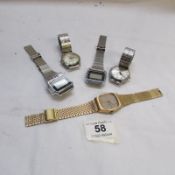 5 vintage wrist watches including Casio, Sekonda, Accurist etc