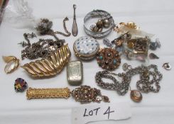 A mixed lot of jewellery including pill box