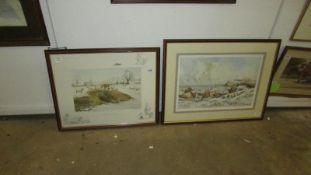 2 framed and glazed limited edition winter scene prints