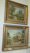 A pair of framed country scenes