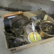 A quantity of miscellaneous brass ware including Shoe vesta's, barometer etc