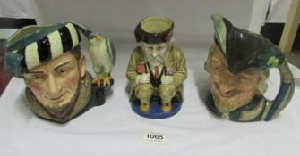 2 Royal Doulton character jugs and one other