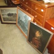 3 large framed and glazed prints