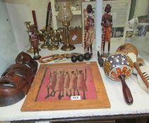 A quantity of African wooden carvings etc