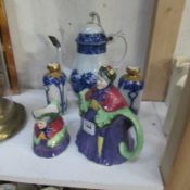 A pair of vases, a coffee pot, a teapot and a jug