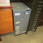 A metal 10 drawer cabinet