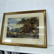 A framed and glazed watercolour 'Thatched Cottage' landscape