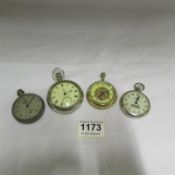 4 old pocket watches for spares or repair
