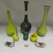 3 Oriental vases, 3 miniature vases and 2 reclining Chinese figures