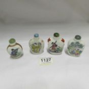 4 Chinese hand painted scent bottles
