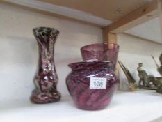 3 items of purple glass