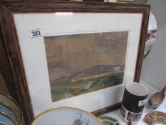 A framed and glazed mountain scene signed J K Rogers