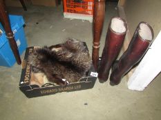 A mixed lot of accessories including fox stole, boots etc