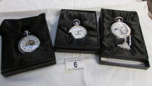 3 Heritage collection pocket watches, boxed