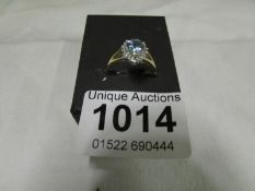 A 9ct gold heart shaped topaz and diamond ring, size P
