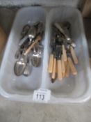 A tray of assorted cutlery etc