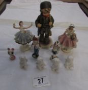 A Goebel style figure, 2 Ballerina figures, 4 cherubs and other miniature figures