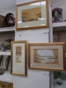 3 framed and glazed country and sea scenes signed J Bridle