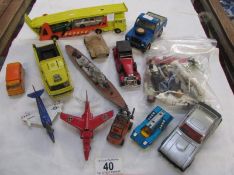 A quantity of die cast toys and star wars figures