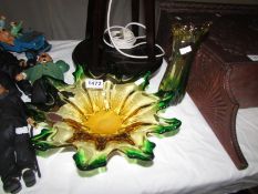 A Studio glass bowl and vase