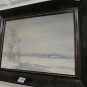 A framed oil on canvas country scene signed Luszczyhska