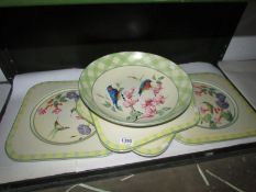 A large bowl and 4 platters 'Lennox Summer Greetings' by Catherine McClung