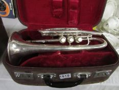 A Barratts of Manchester cased silver plated cornet
