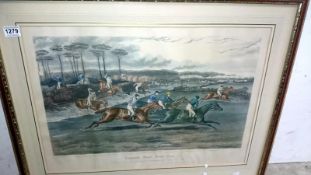 A framed and glazed engraving 'Leamington Grand Steeple Chase' 1837