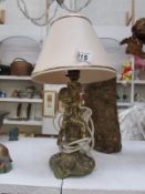 A cherub table lamp