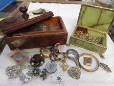 A quantity of costume jewellery including 1902 Portsmouth Coronation medals etc