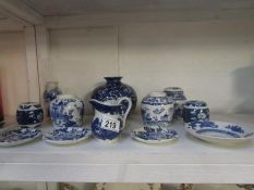 A mixed lot of blue and white including Meakin, a/f
