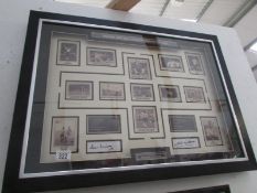 A framed and glazed collage 'English Football Legends Through the Ages' personally signed by Sir Tom