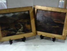 A pair of oil on board mountain scenes