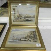 A pair of framed and glazed 1893 Venetian prints from works by J Tulley Love, 26 x 29cm and 26 x