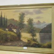 An oil on canvas 'Continental Landscape' signed Mancimi, frame 78 x 60cm, image 68 x 49cm