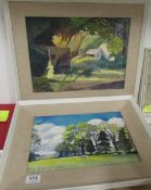 2 framed oil on board landscapes, one initialed G F W '89 frame 52 x 42vcm, image 39 x 29 cmand