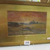 A framed and glazed landscape signed Harry S Horne, frame 38 x 27 cm, image 25 x 15cm