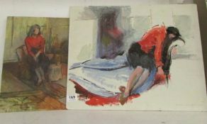 2 oil on canvas female studies signed Franklin White, dated 1958 and 1968
